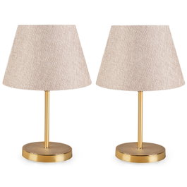 Opviq 2337 Juego de Lámparas de Mesa (2 Piezas) Metal y PVC Crema Estilos Moderno, Glam, Escandinavo, Rústico 37cm Alto